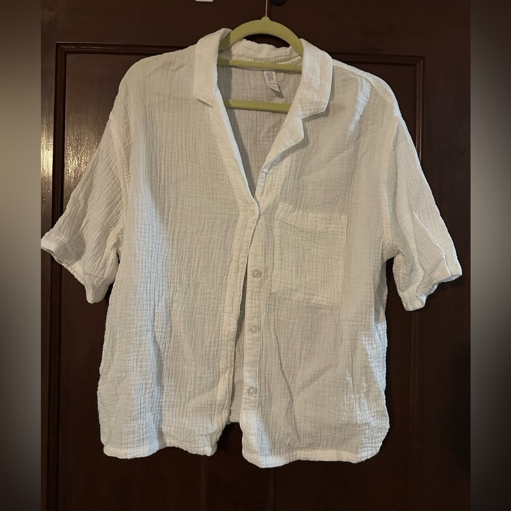 Stars Above Women’s Cream Casual Button Down Shirt